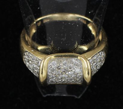 null Ring in 18k yellow gold paved with brilliants, raw weight: 4.5 g., TDD: 56