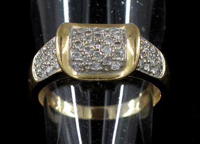 null Ring in 18k yellow gold paved with brilliants, raw weight: 4.5 g., TDD: 56
