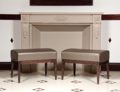 Pair of rectangular stools in pearl grey...