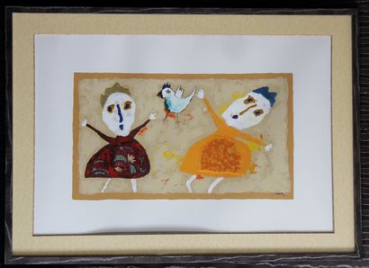 null Daniel VIENE (1955-2013)

Two characters and a bird

Mixed media on paper signed

59...