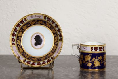 null BERLIN

Polychrome and gilt porcelain cup and saucer, monogrammed and dated...