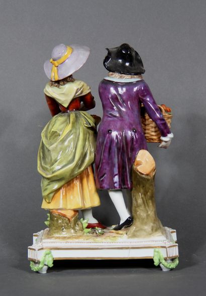 null German modern school. 

Couple of apple pickers. 

Polychrome and gilded porcelain...