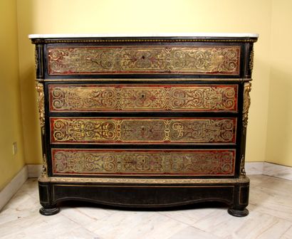 null Chest of drawers forming a scriban with five drawers in Boule marquetry on the...
