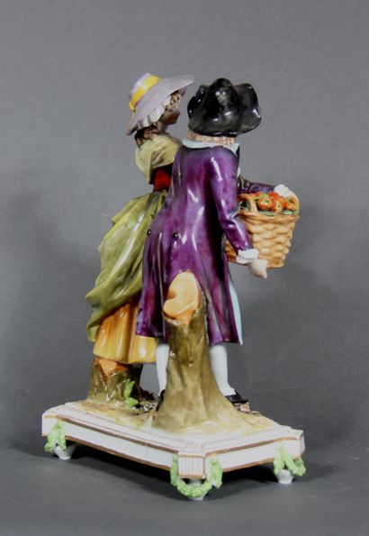 null German modern school. 

Couple of apple pickers. 

Polychrome and gilded porcelain...