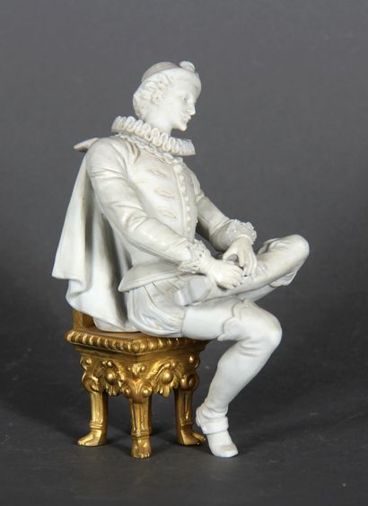 null Modern school.

Young man sitting in Henri IV costume.

Bisque sculpture on...