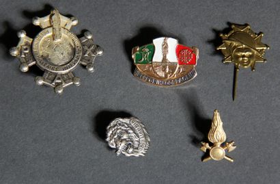 null Set of metal and fabric badges