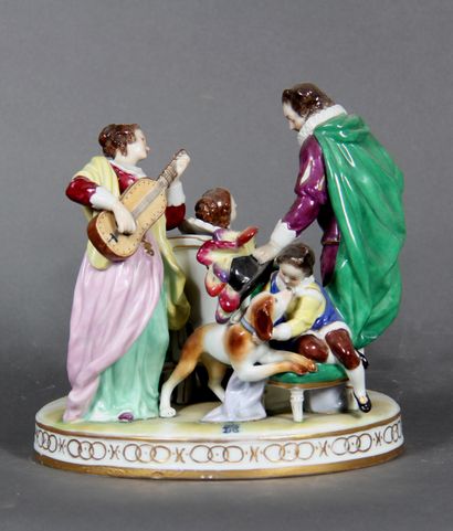 null Modern German school. 

Music class.

Polychrome and gilded porcelain group.

H...