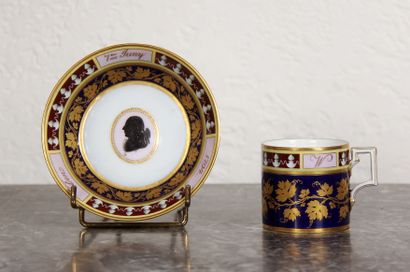 null BERLIN

Polychrome and gilt porcelain cup and saucer, monogrammed and dated...