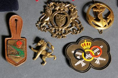 null Set of metal and fabric badges