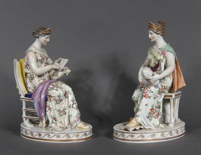 null German modern school.

Allegories of sculpture and music.

Pair of polychrome...