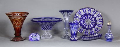 null Ensemble de vases, coupes et divers en cristal trensparent bleu et orange (8...