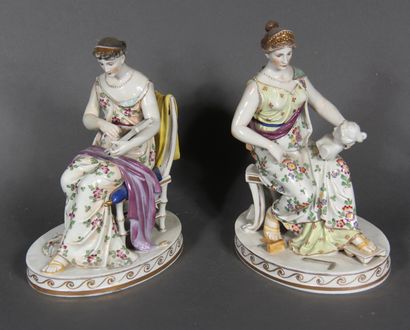 null German modern school.

Allegories of sculpture and music.

Pair of polychrome...