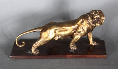 null Modern school. 

Tiger. 

Sculpture in bronze with shaded golden patina on a...