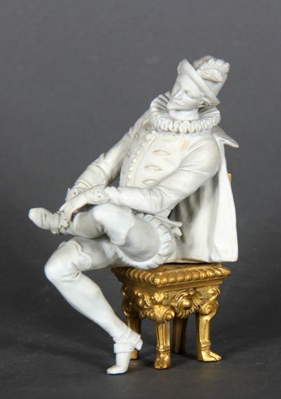 null Modern school.

Young man sitting in Henri IV costume.

Bisque sculpture on...