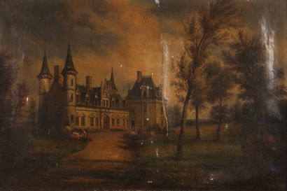 null François-Edme Ricois (1795-1881), workshop of.

View of the castle of Regnière-Ecluse...
