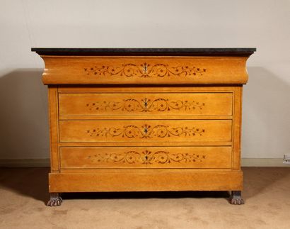 null Bedroom furniture in light veneer inlaid with scrolls and nets in the Charles...