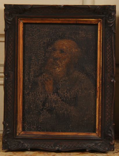 null School of the XIXth c.

- Portrait of a bearded man praying

Oil on panel

13,5...