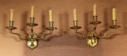 null Pair of bronze sconces with two lights

H : 25 L : 42 cm.