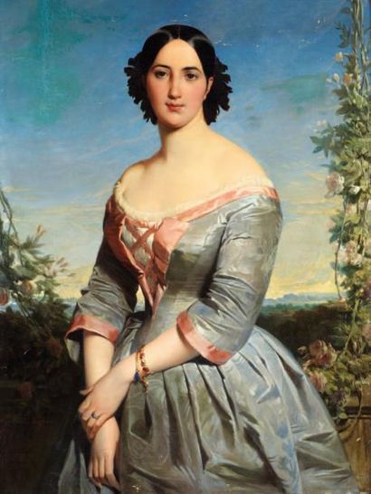 DUBUFE Edouard - Louis (Paris 1820 - Versailles 1883) Portrait d'une jeune anglaise...