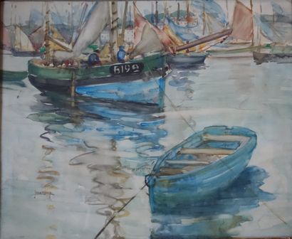 null Jeka KEMP (1876-1967)

Bateau de pêche à quai

Aquarelle signé au milieu à gauche

38...