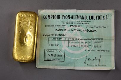 null A gold bullion Comptoir Lyon-Alemand Louyot cie n°338043, weight : 995,5 g....