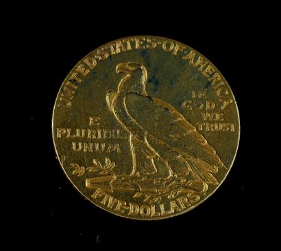 null A five dollar gold coin 1908