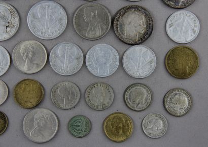 null Lot of various coins including two 10 FF Turin silver coins