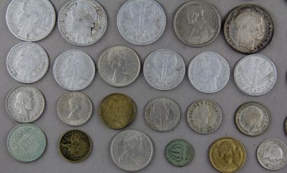 null Lot of various coins including two 10 FF Turin silver coins