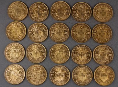 null *Vingt pièces de 20 Francs Suisse en or