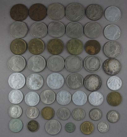 null Lot of various coins including two 10 FF Turin silver coins