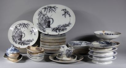 null CTW S

Part of a chinese earthenware dinner service with black printed decoration...