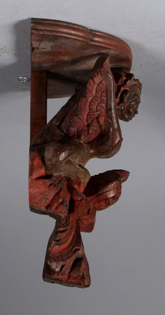 null Polychrome wood console with a demon carved on it, Indonesia

H : 35 W : 28...