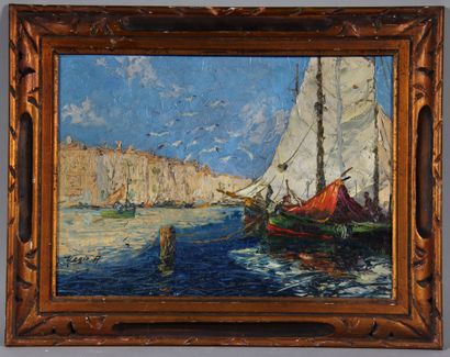 null Mério AMEGLIO (1897-1970)

Entrance to the port of Marseille

Oil on panel signed...