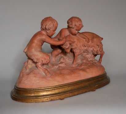 null D'AST

Young faun and a putto playing with a goat 

Terracotta sculpture signed,...