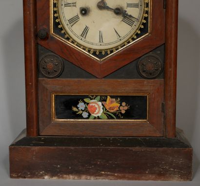 null JEROME CO, New Haven

Stained wood and green eglomerate clock with triangular...