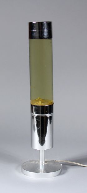 null Chromed metal and glass tubular lamp base, 1970s

H : 47