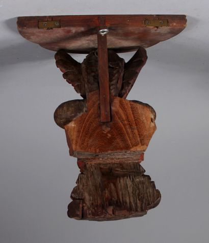 null Console d'applique en bois polychrome sculpté d'un démon, Indonésie

H : 35...
