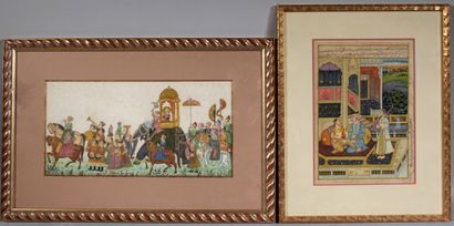 null Seven Indian gouaches with characters 

39 x 20 - 19 x 37 - 12 x 7,5 cm. and...