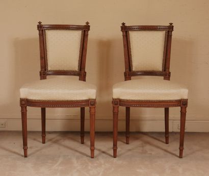 null A pair of armchairs and a pair of cabriolet chairs in natural wood, with detached...