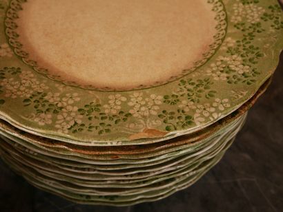 null *RIDGWAY

Earthenware dinner service with printed decoration of green flowers...