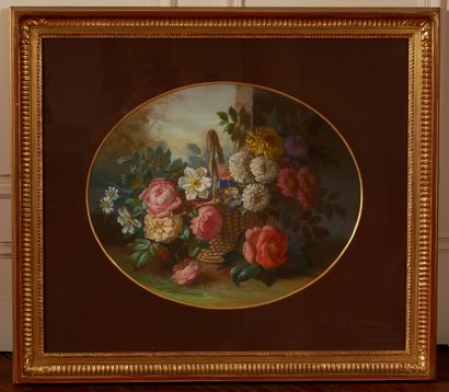 null *Louis Eugène BOURGEOIS (1831-1878)

Nature-morte au panier fleuri

Pastel ovale...