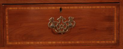 null Mahogany chest of drawers with framed fillets, four drawers on three rows, English...