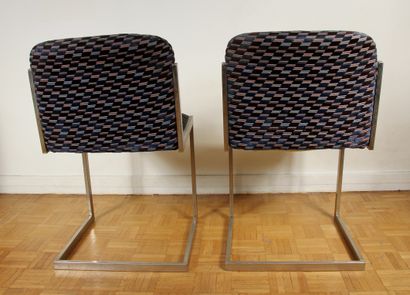 null Six chromed metal chairs upholstered in velvet jacquard, 1960s

H : 78 W : 47,5...