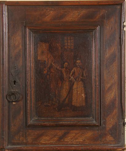 null Panneau de porte peint de deux femmes dans un intérieur, éléments anciens

64...
