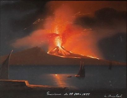 null *Ecole italienne du XIXème s.

- Eruption du Vésuve en 1839

Gouache

19 x 25...