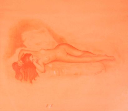 null *R. THORET

Femme nue allongée

Sanguine signée en bas à droite

45 x 53 cm....