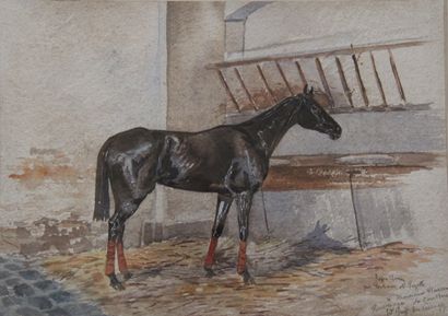 null - Edouard Guy DU PASSAGE (1872-1925)

Cheval dans sa stalle

Aquarelle signée,...
