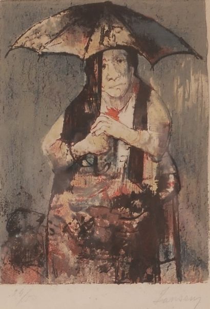 null Jean JANSEM (1920-2013)

Vieille femme assise au parapluie

Lithographie signée...