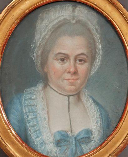 null *Ecole française fin XVIIIème - début XIXème s.

Portrait de femme à la robe...