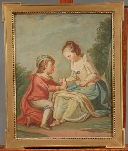 null French school of the 19th century.

Couple of children with a dove

Oil on canvas...